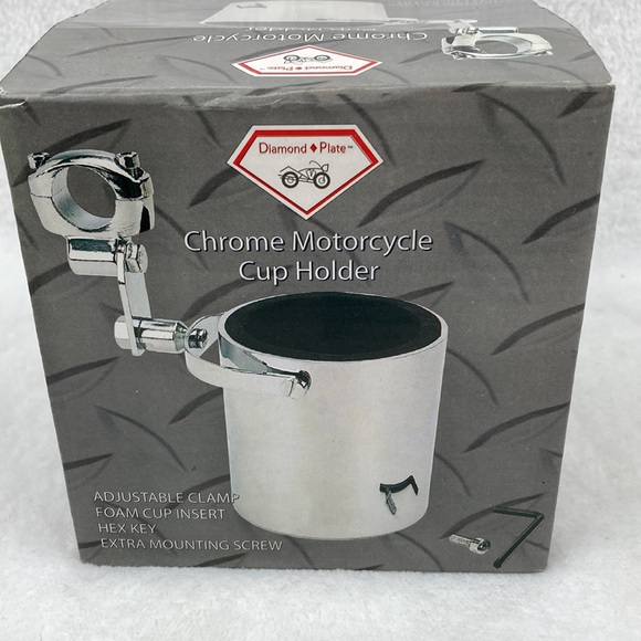 Diamond Plate Chrome Motorcycle Cup Holder NIB - Picture 5 of 14